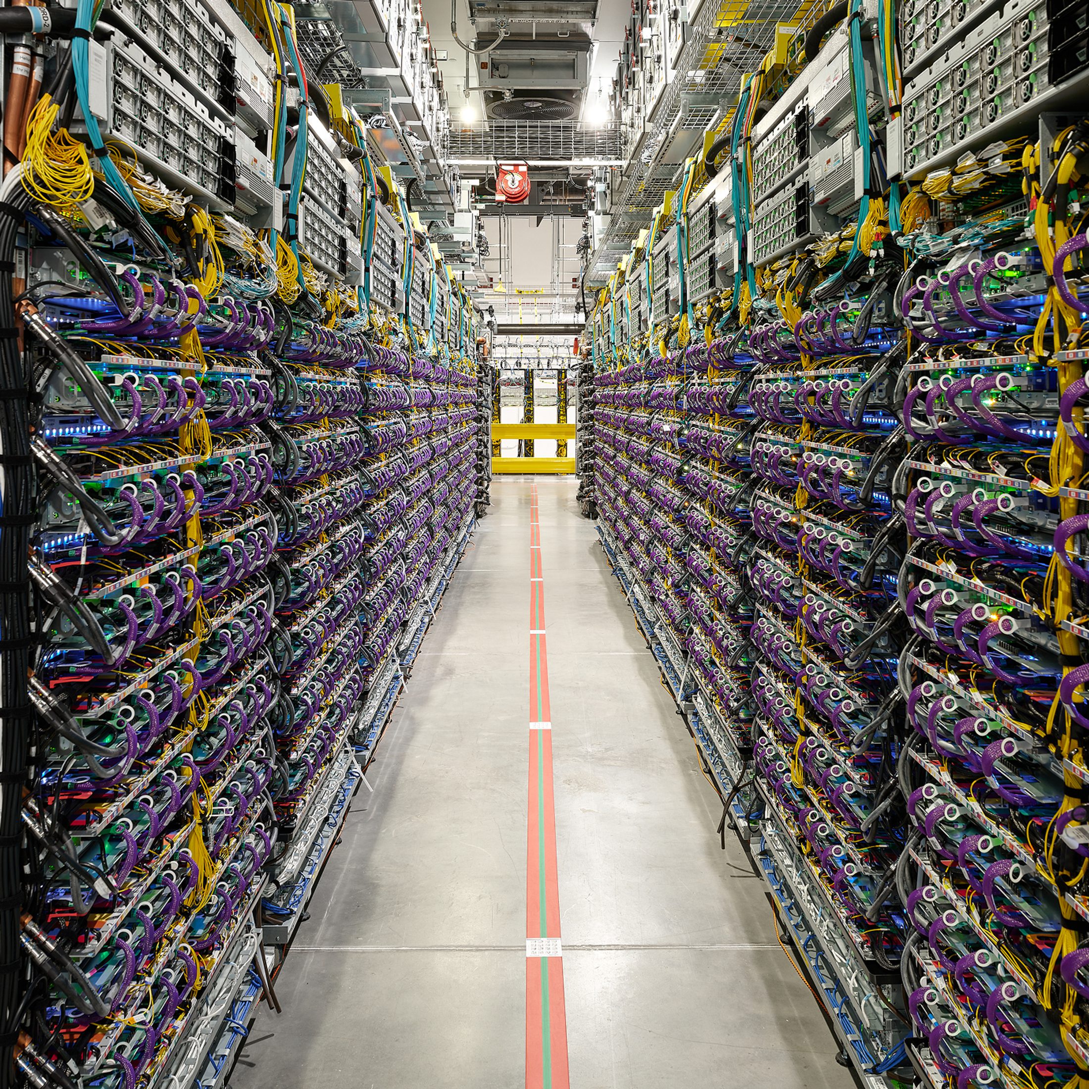 Server aisles inside a Google data center